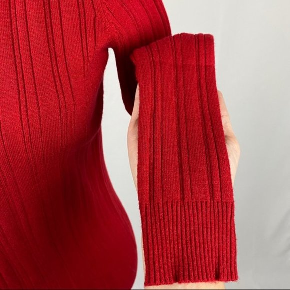 Joan Vass New York Long Sleeved Red Thin Sweater 🟡 - Picture 6 of 9